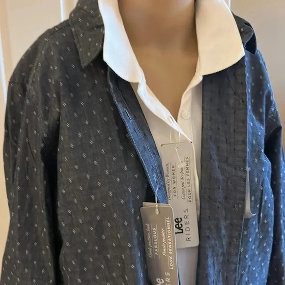 Vintage NWT Large blue cotton jean shirt ,LEE Riders NWT!Yellowstone,cowgirl - Picture 7 of 9